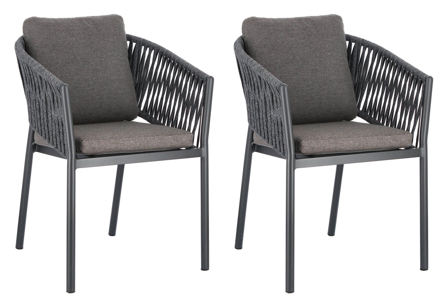 Bizzotto Gartenstuhl FLORENCIA, 2er Set, Dunkelgrau, Aluminium