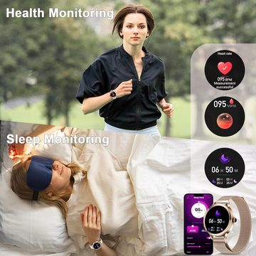 Efolen Damen's Telefonfunktion IP68 Wasserdicht Smartwatch (1,1 Zoll, Android/iOS), mit 110+Sportmodi Pulsuhr SpO2 Schlafmonitor Menstruationszyklus