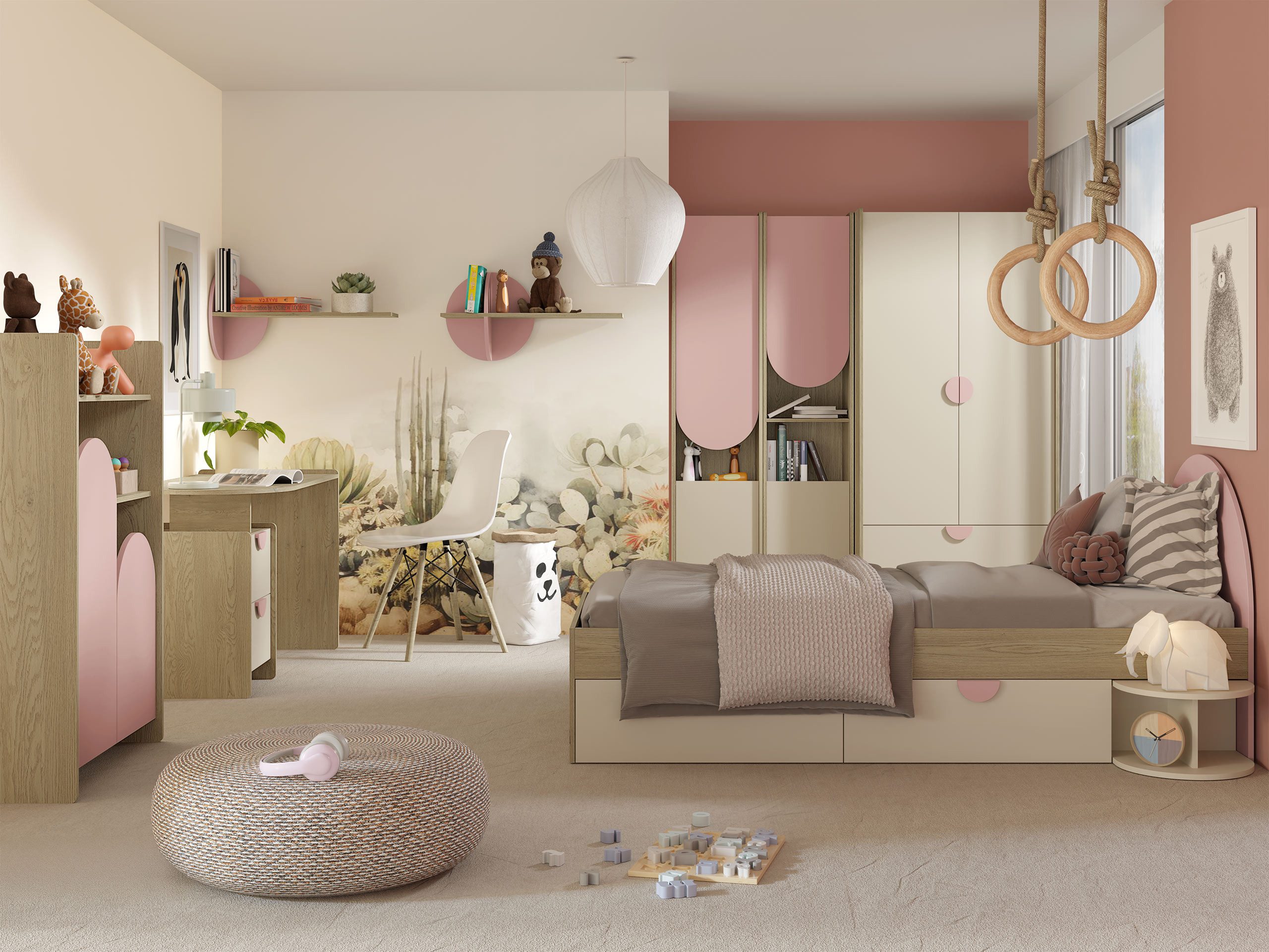 MIRJAN24 Jugendzimmer-Set Lexi I, (Komplettes 9er-Set), Kleiderstange, Lattenrost aus Sperrholz