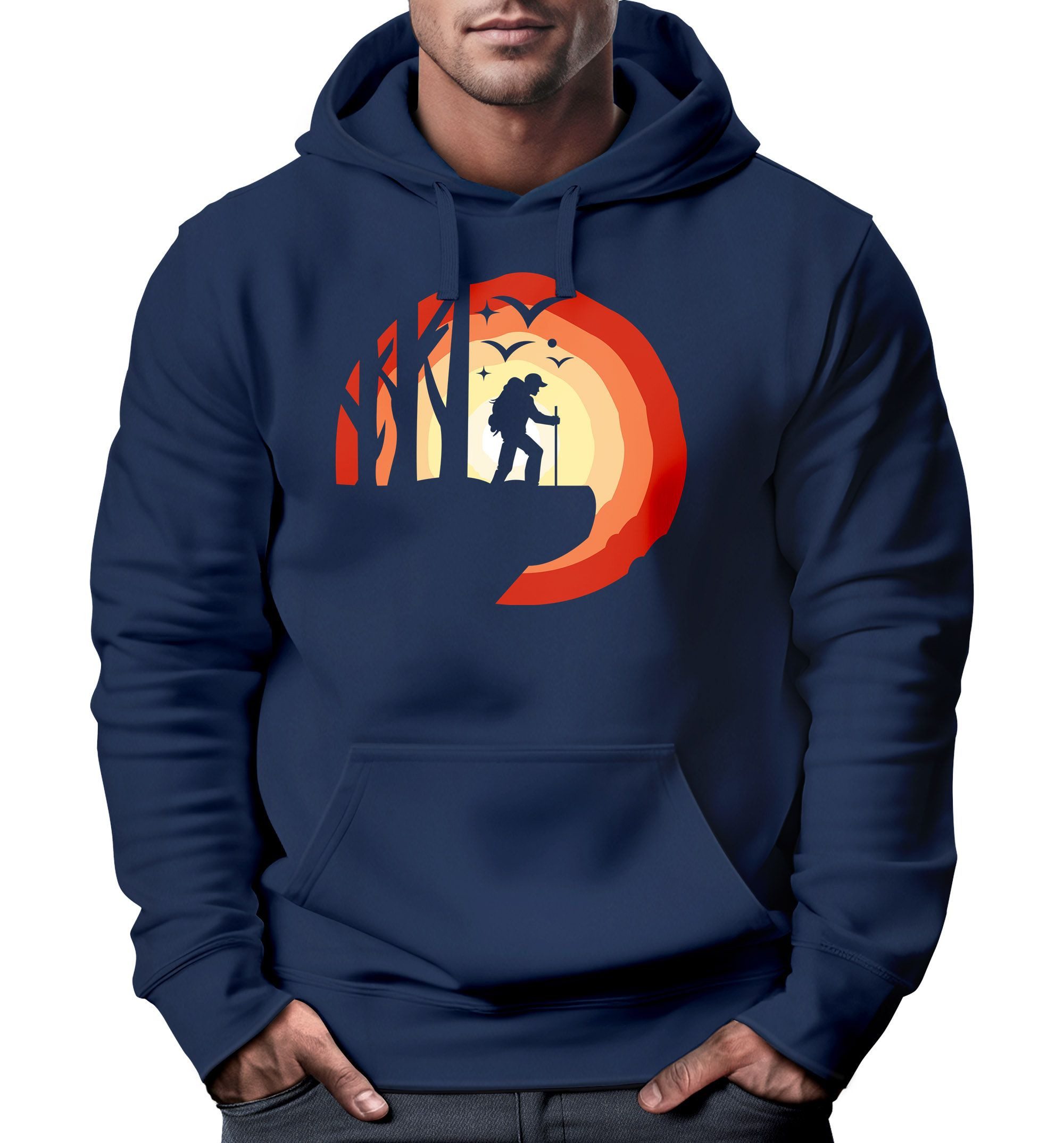 Neverless Hoodie Hoodie Herren Wander-Motiv Trekking günstig online kaufen