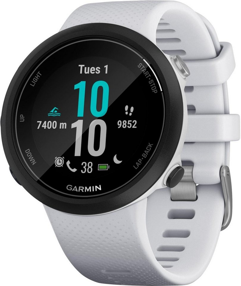 Garmin Swim2 mit Silikon-Armband 20 mm Smartwatch (2,63 cm/1,04 Zoll),  Standby-Akkulaufzeit bis zu 7 Tage, mit GPS Akkulaufzeit bis 13 Stunden