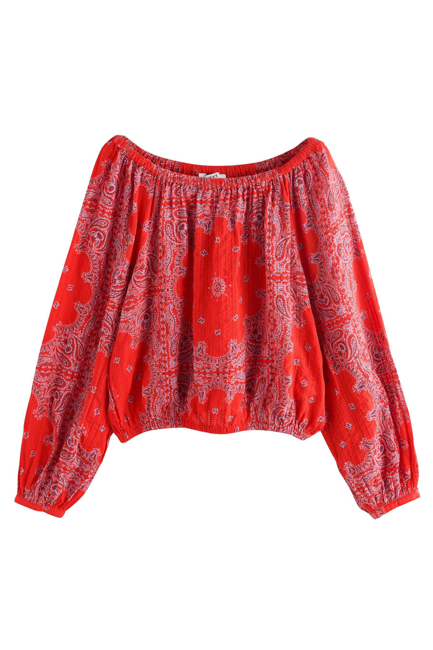 Next Langarmbluse Langärmelige Bardot-Bluse mit Struktur (1-tlg)