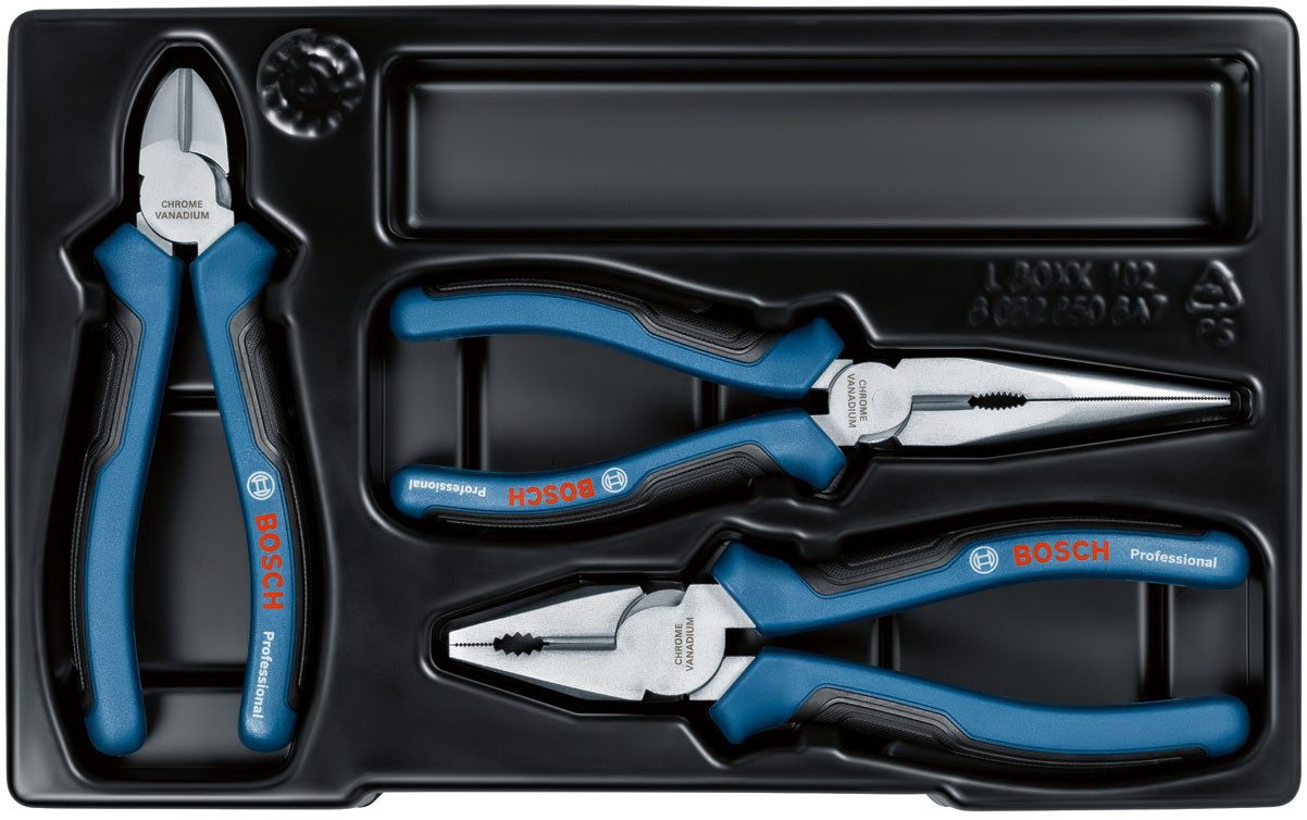 Bosch Professional Zangenset »1600A016BG«, 3-tlg., langlebige Zangen für professionelle Anwendungen