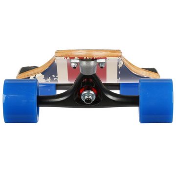 FunTomia Longboard Drop Down Ahornholz Longboard + T-Tool - Skateboard Drop Through Cruiser Komplettboard Twin Tip mit LED Rollen und Mach1 Speed ABEC-9 Kugellager
