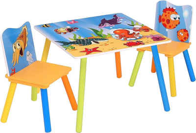 Woltu Kindersitzgruppe, Kindersitzgruppe Kindertisch mit 2 Stühle