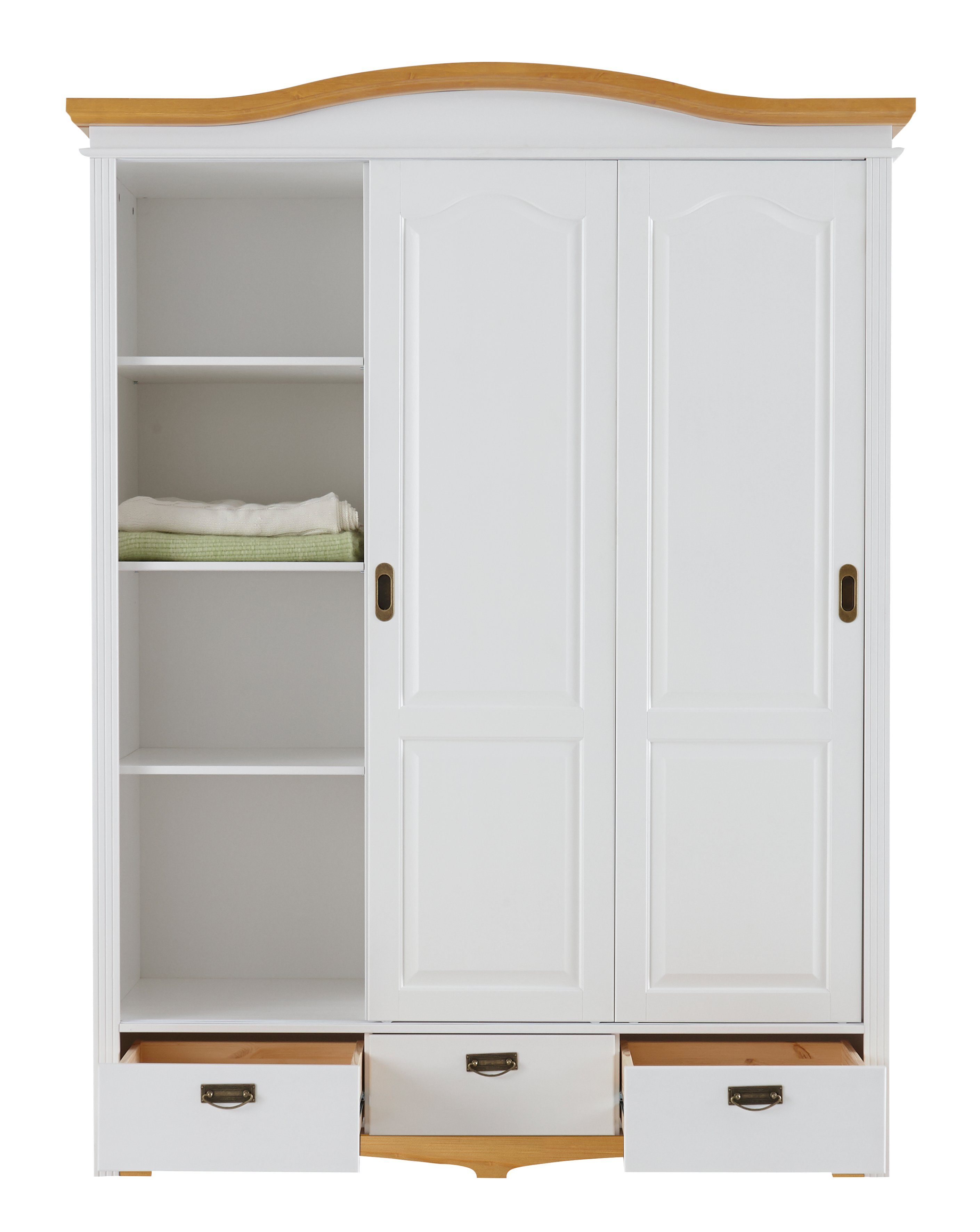OTTO home Schiebetürenschrank Konrad, Landhausstil, rustikal, mit Schubladen + Spiegel, Kassetten (B/H/T ca. 153 cm x 207 cm x 64 cm) massive Kiefer, FSC®-zerti – Bild 5 von 5