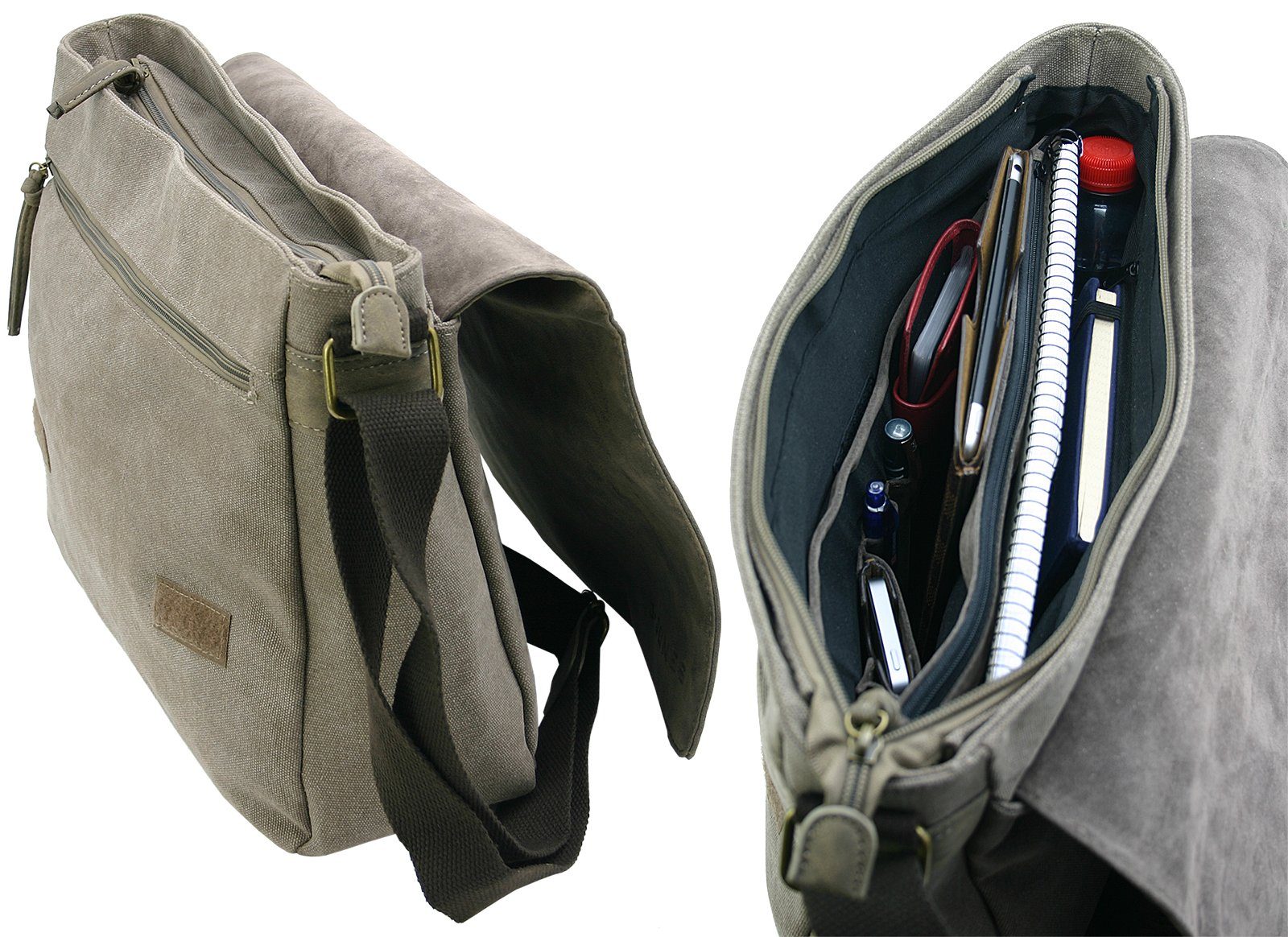 J JONES JENNIFER JONES Schultertasche Umhängetasche aus Canvas - Messenger Bag in 3 Größen