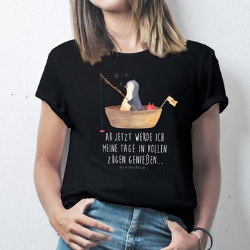 Mr. & Mrs. Panda T-Shirt Pinguin Angelboot - Schwarz - Geschenk, T-Shirt mit Spruch, T-Shirt, (1-tlg)