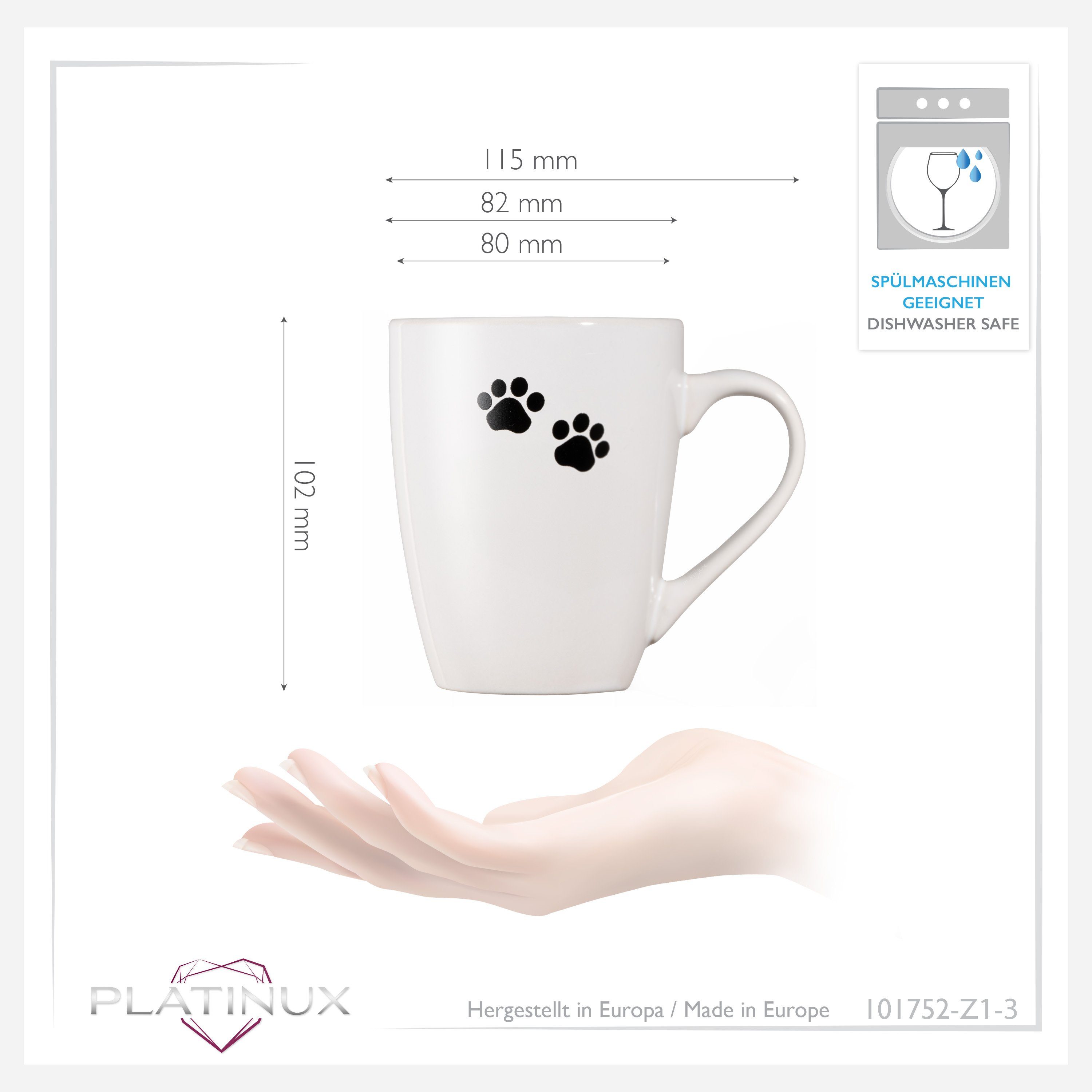 PLATINUX Tasse Kaffeetasse Teetasse Kaffeebecher mit Keramik 250ml, "Felix" Griff 300ml) Tasse Katzen Teebecher mit (max. Motiv Keramik