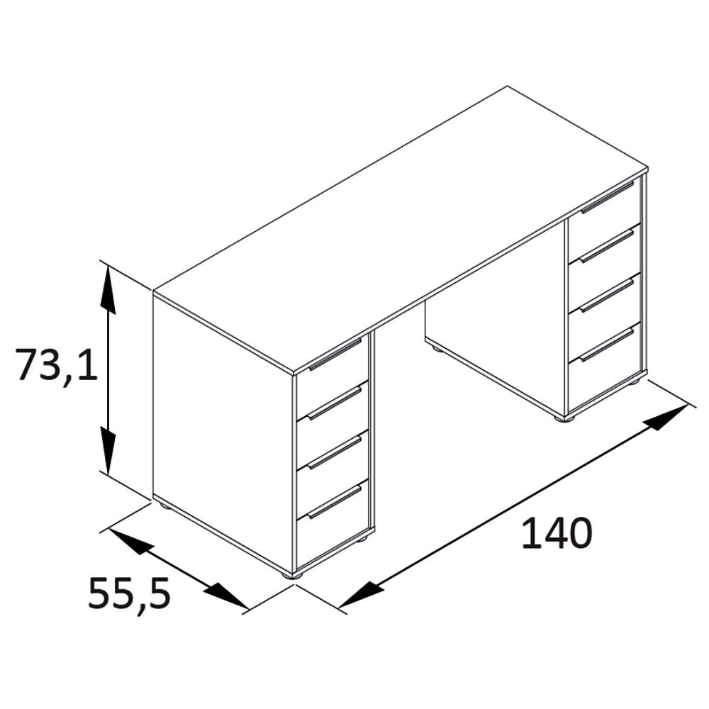 Lomadox Schreibtisch EDEN-80, Büro mit 8 Schubladen in pistazie grün mit Eiche, 140/73,1/55 cm