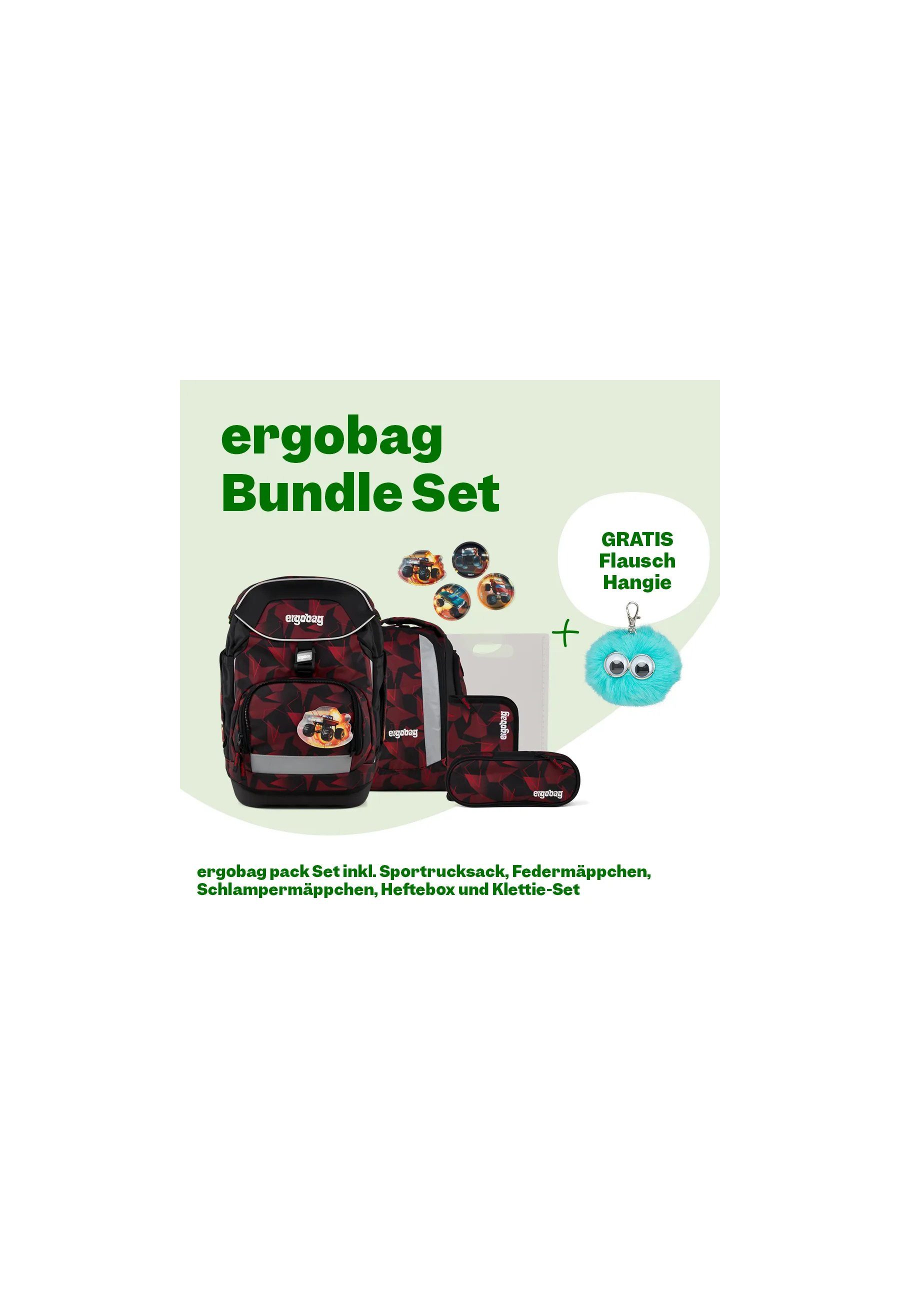 ergobag Schulranzen pack Set Bundle (7-tlg., 7-teiliges Set), größenverstellbares Rückensystem