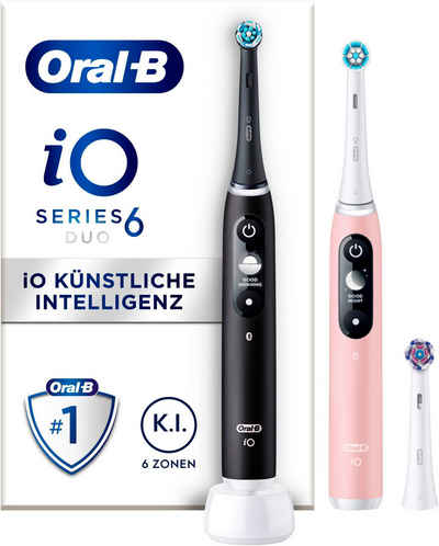 Oral-B Elektrische Zahnbürste iO 6 Duopack, Aufsteckbürsten: 3 St., mit Magnet-Technologie, Display, 5 Putzmodi