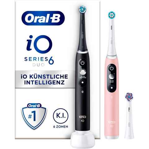 Oral-B Elektrische Zahnbürste iO 6 Duopack, Aufsteckbürsten: 3 St., mit Magnet-Technologie, Display, 5 Putzmodi