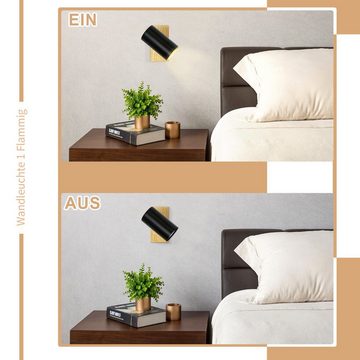 Nettlife Wandstrahler Innen Schwarz Holz Metall Modern GU10 Flurlampe Deckenspots, Schwenkbar 350°, LED wechselbar, für Wohnzimmer Schlafzimmer Küche Treppe Esszimmer