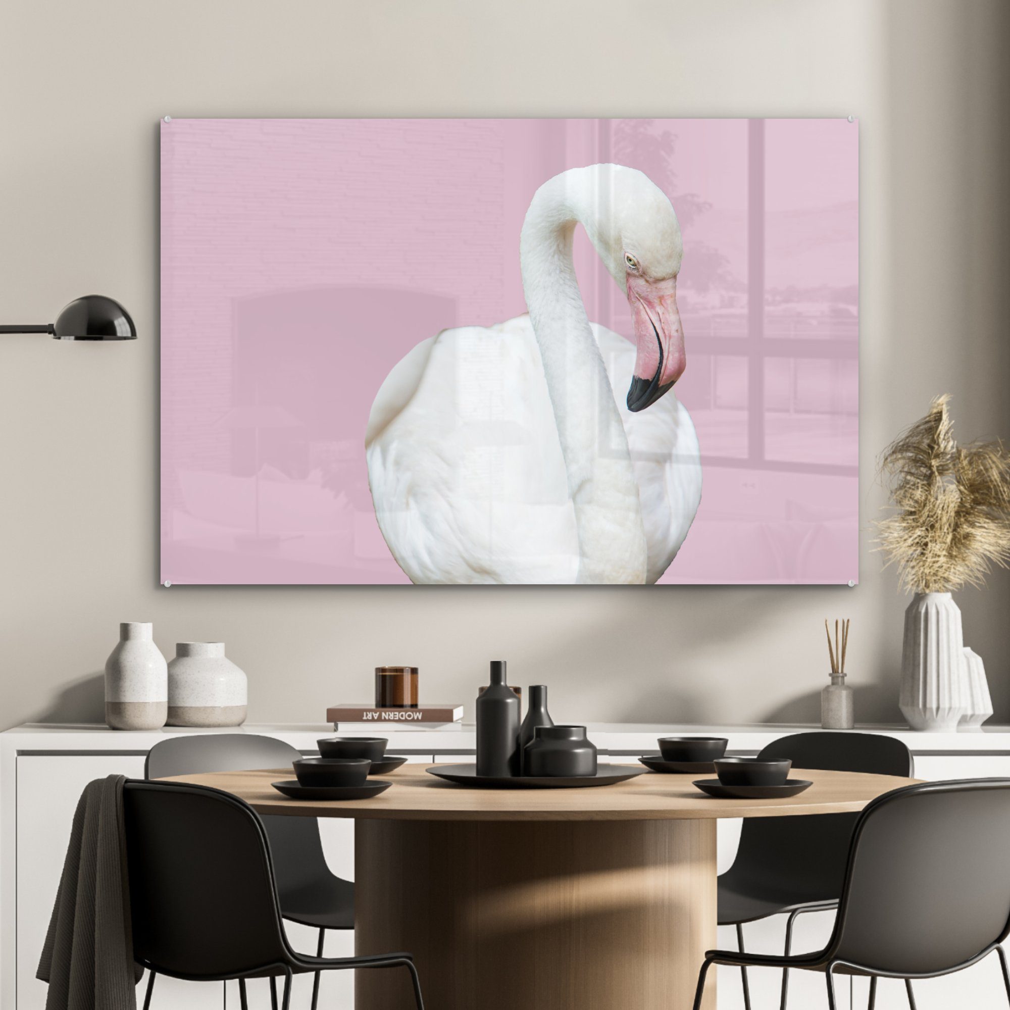 Flamingo, Acrylglasbilder Schlafzimmer Wohnzimmer Acrylglasbild (1 Weißer St), MuchoWow &