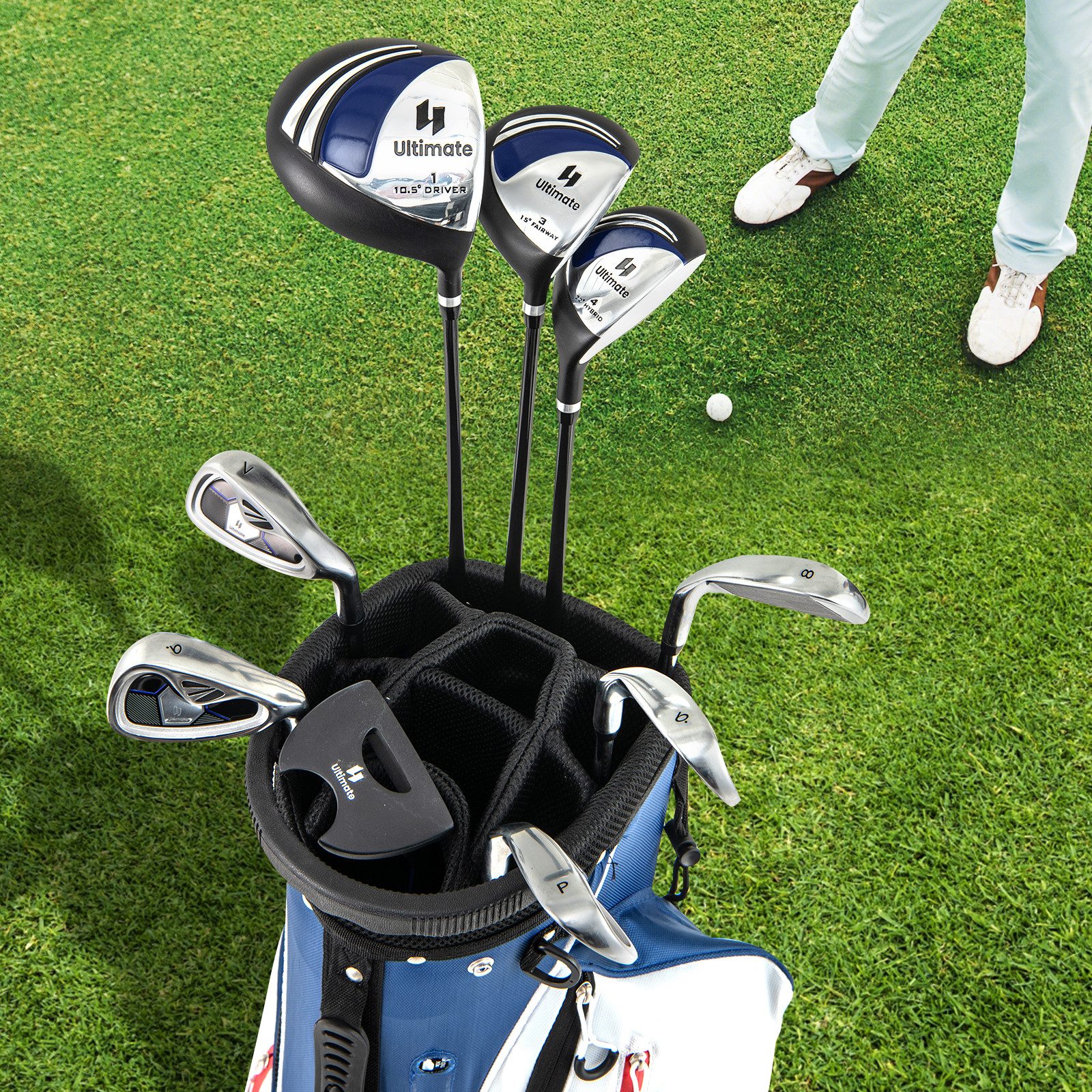 COSTWAY Golfschläger + Golfbag Golfset, Herren, 9 - teilige Einsteigerset
