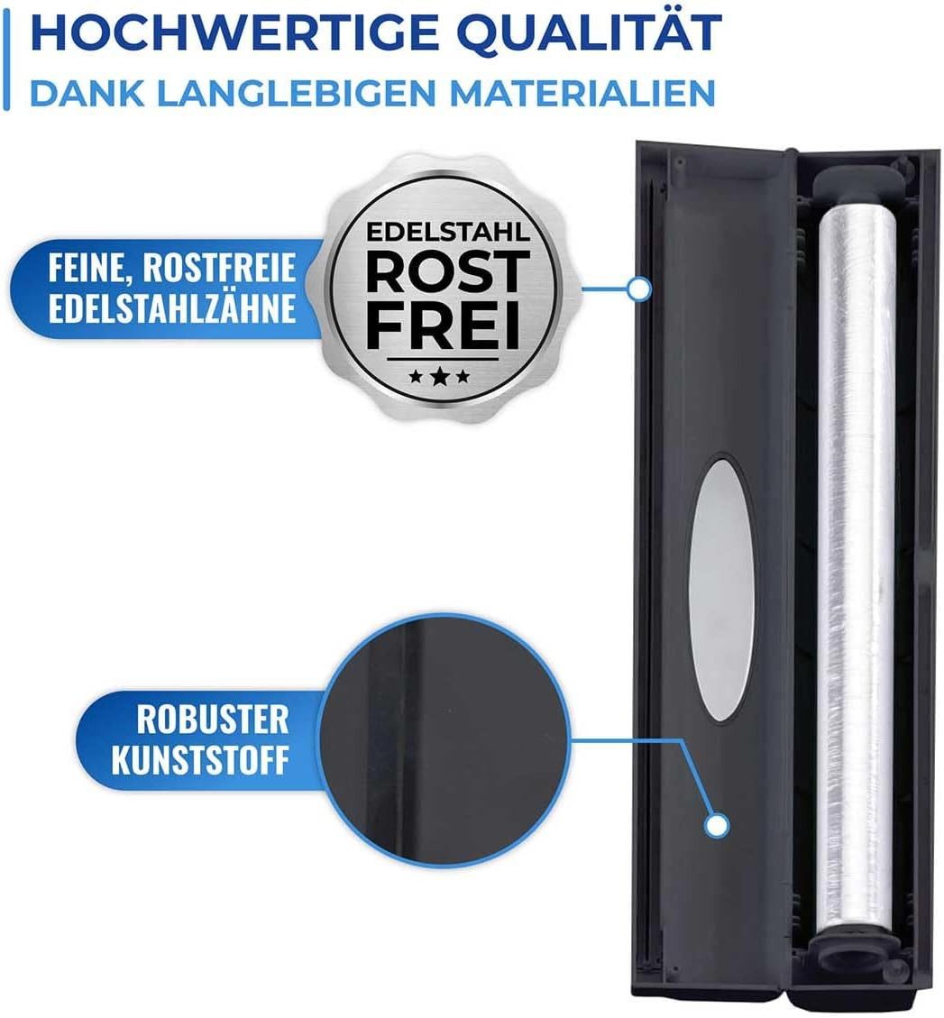 2er-Set Magnetischer Frischhaltefolienspender – Mit Schneider, Für Alufolie & Backpapier, Ohne Bohren