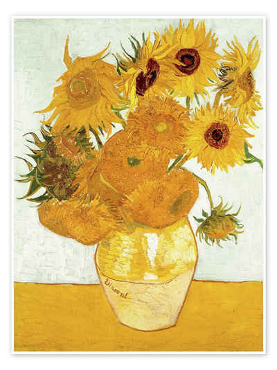 Posterlounge Poster Vincent van Gogh, Zwölf Sonnenblumen in einer Vase, Wohnzimmer Malerei
