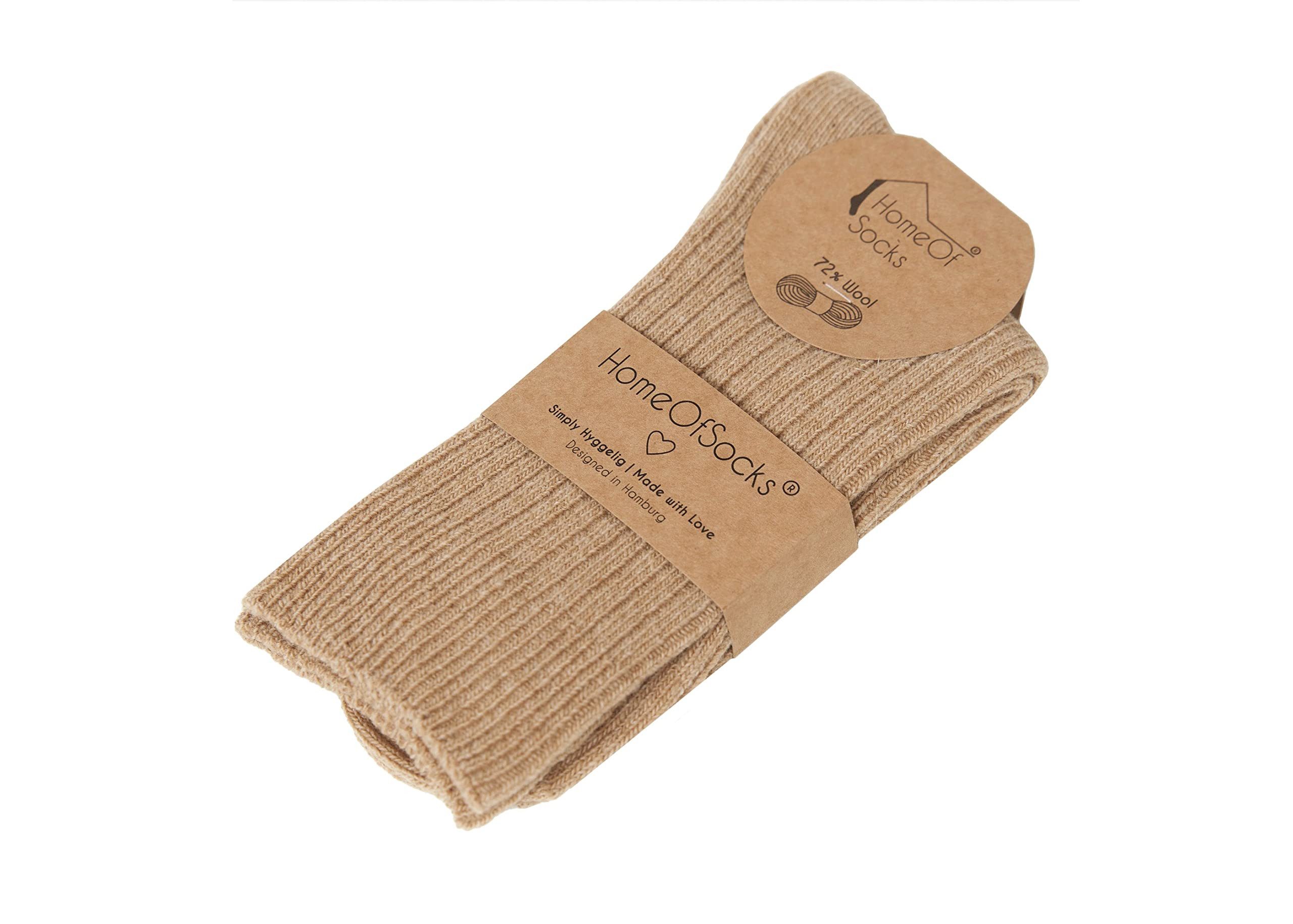 HomeOfSocks Socken 72% Wollsocken Einfarbig Ripp Druckarmer Bund Hochwertige Dünne Wollsocken Druckarm