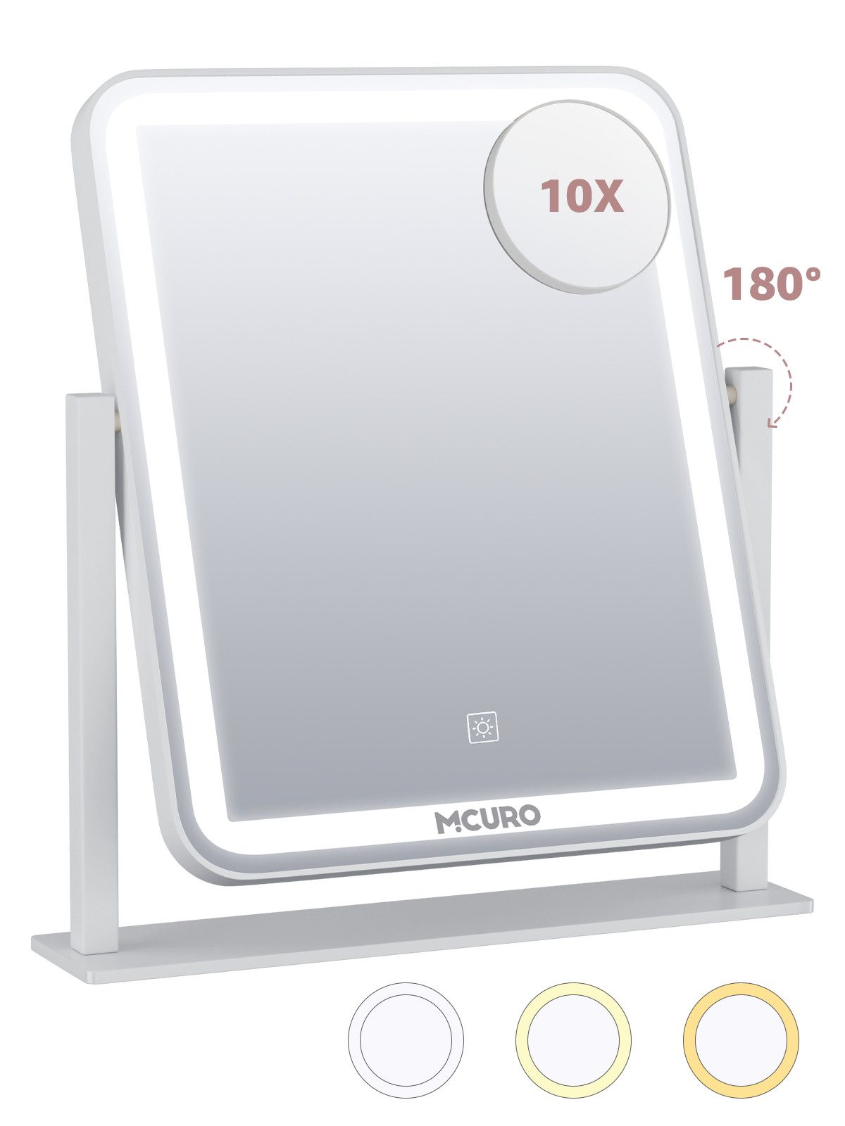 MCURO Kosmetikspiegel Schminkspiegel 3 Lichtfarben-Modi,180° Drehbar günstig online kaufen