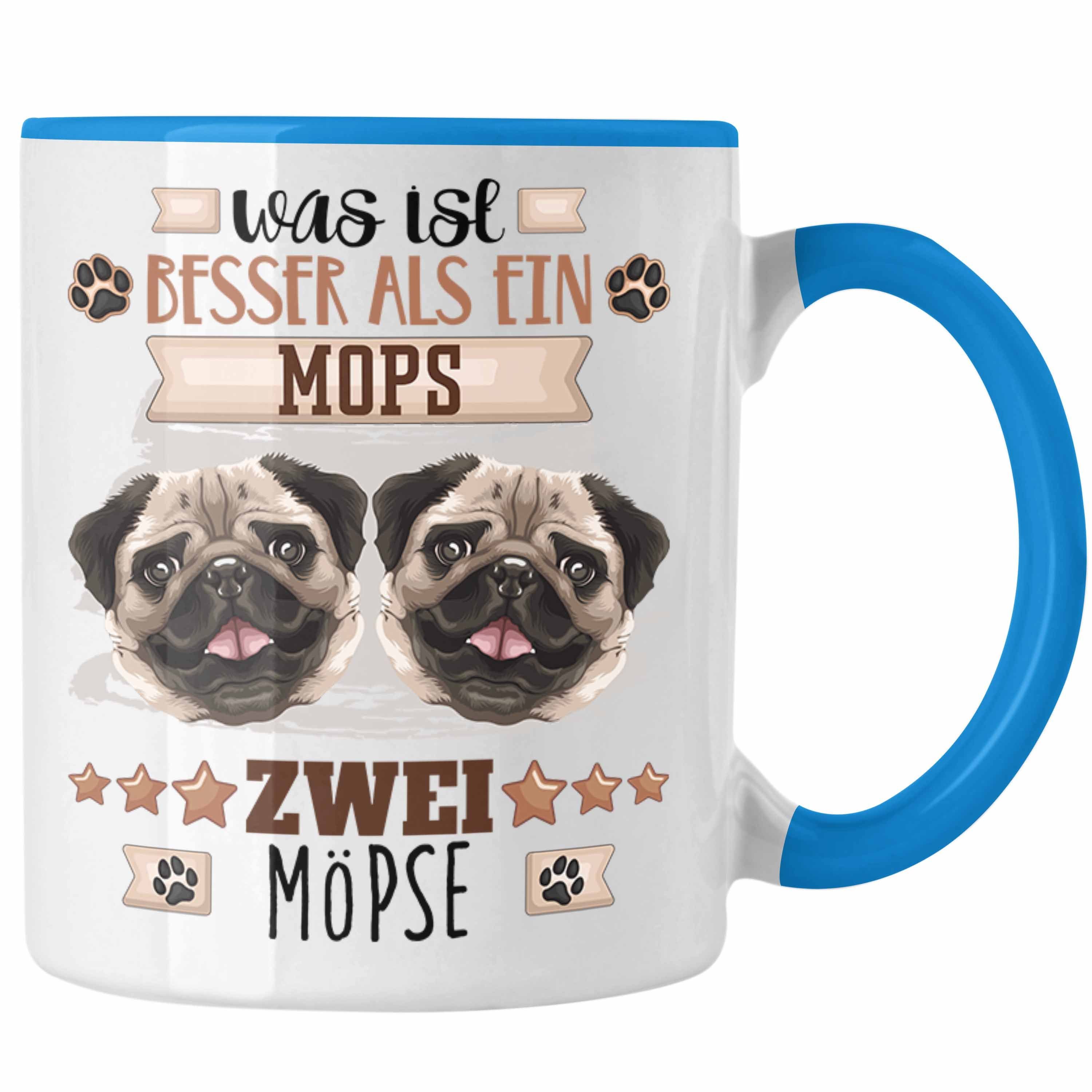 Trendation Tasse Mops Besitzer Tasse Geschenk Lustiger Spruch Geschenkidee Was Ist Bess Blau