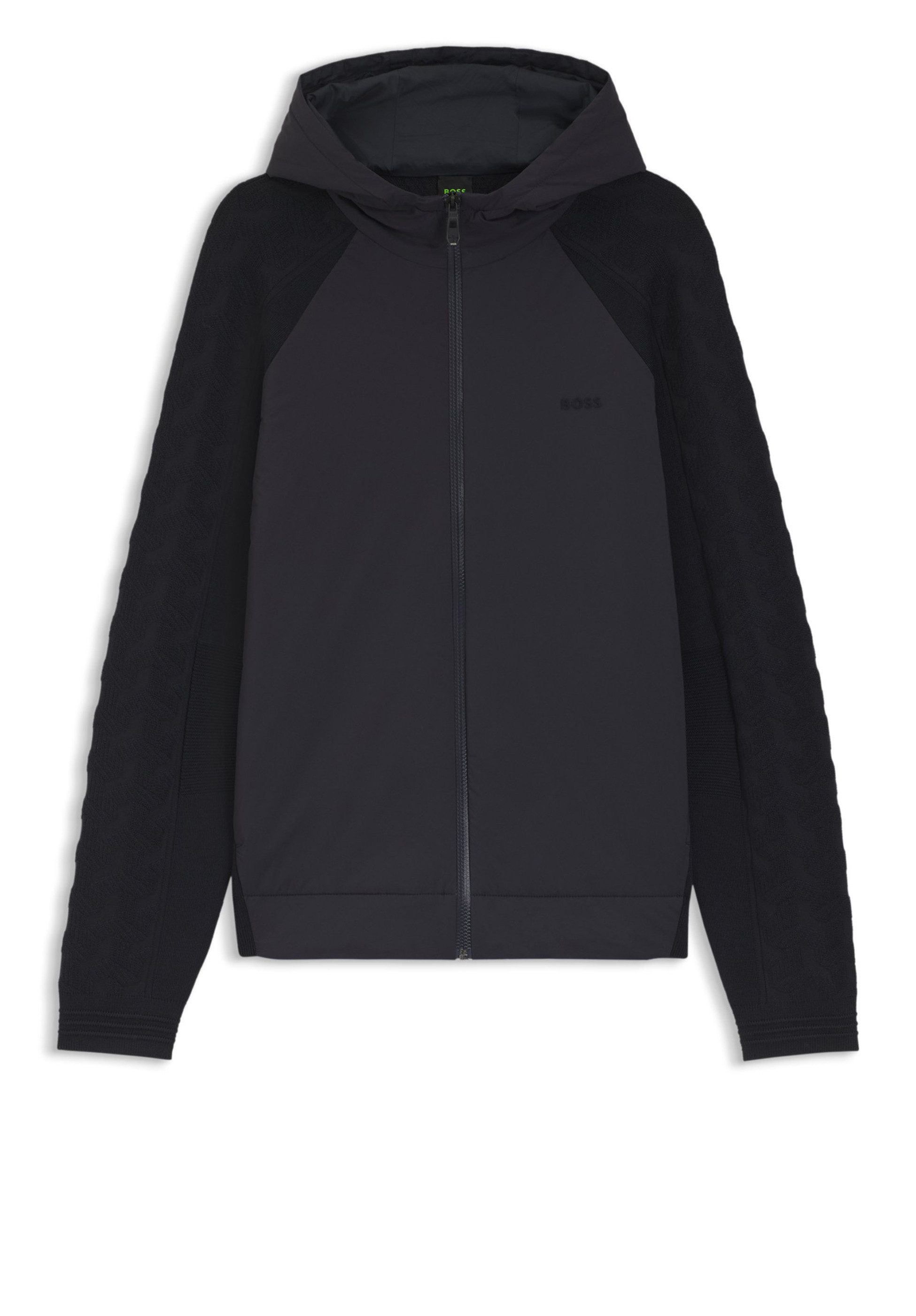 BOSS GREEN Hoodie mit Reißverschluss und tonalem Struktur-Jacquard (1-tlg)