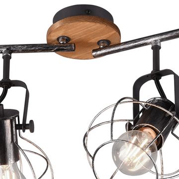 etc-shop LED Deckenspot, Leuchtmittel inklusive, Warmweiß, Vintage Decken Strahler Leuchte antik Holz Lampe Spots verstellbar im