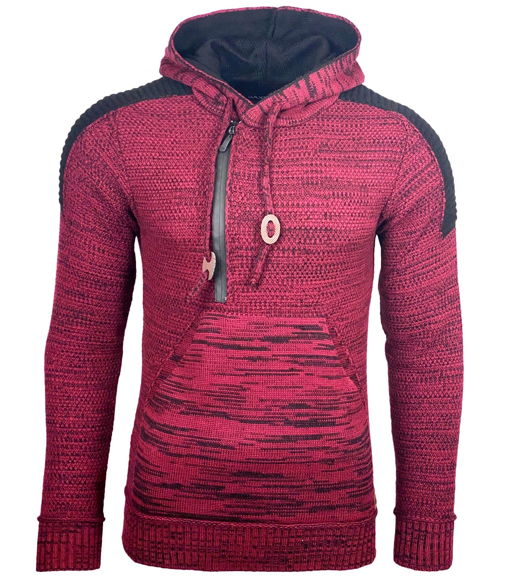 Baxboy Strickpullover Baxboy Herren Strick Pullover Kapuzenpullover Reißverschluss B_290
