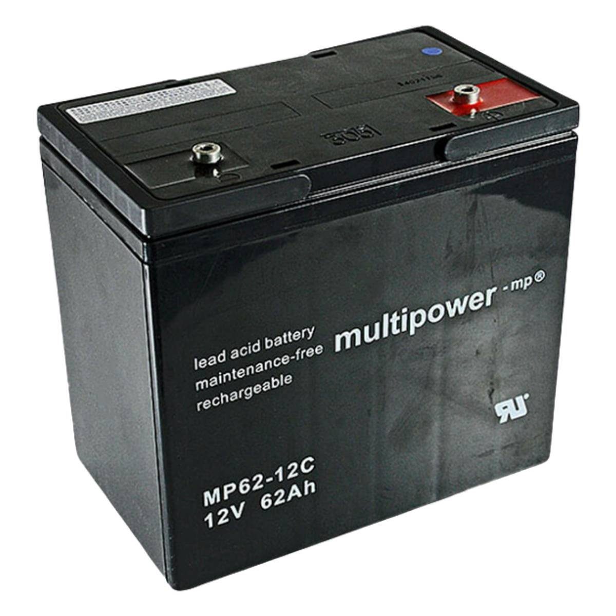 Multipower MP62-12C AGM Batterie 12V 62Ah für Rollstuhl, Elektromobil und Scooter Batterie, (12 V)