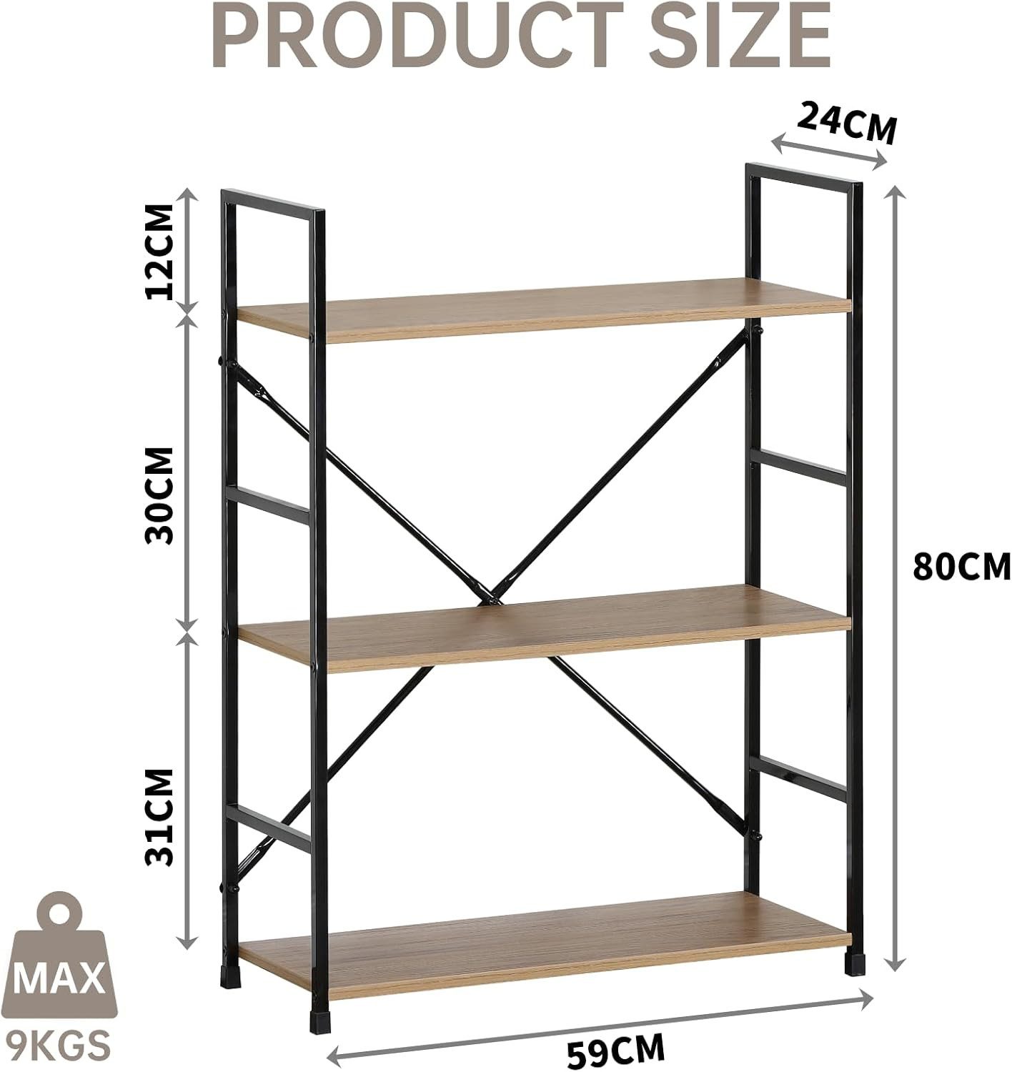 kisidus Bücherregal CW603 Küchenregal 24x59x80cm Regal, günstig online kaufen