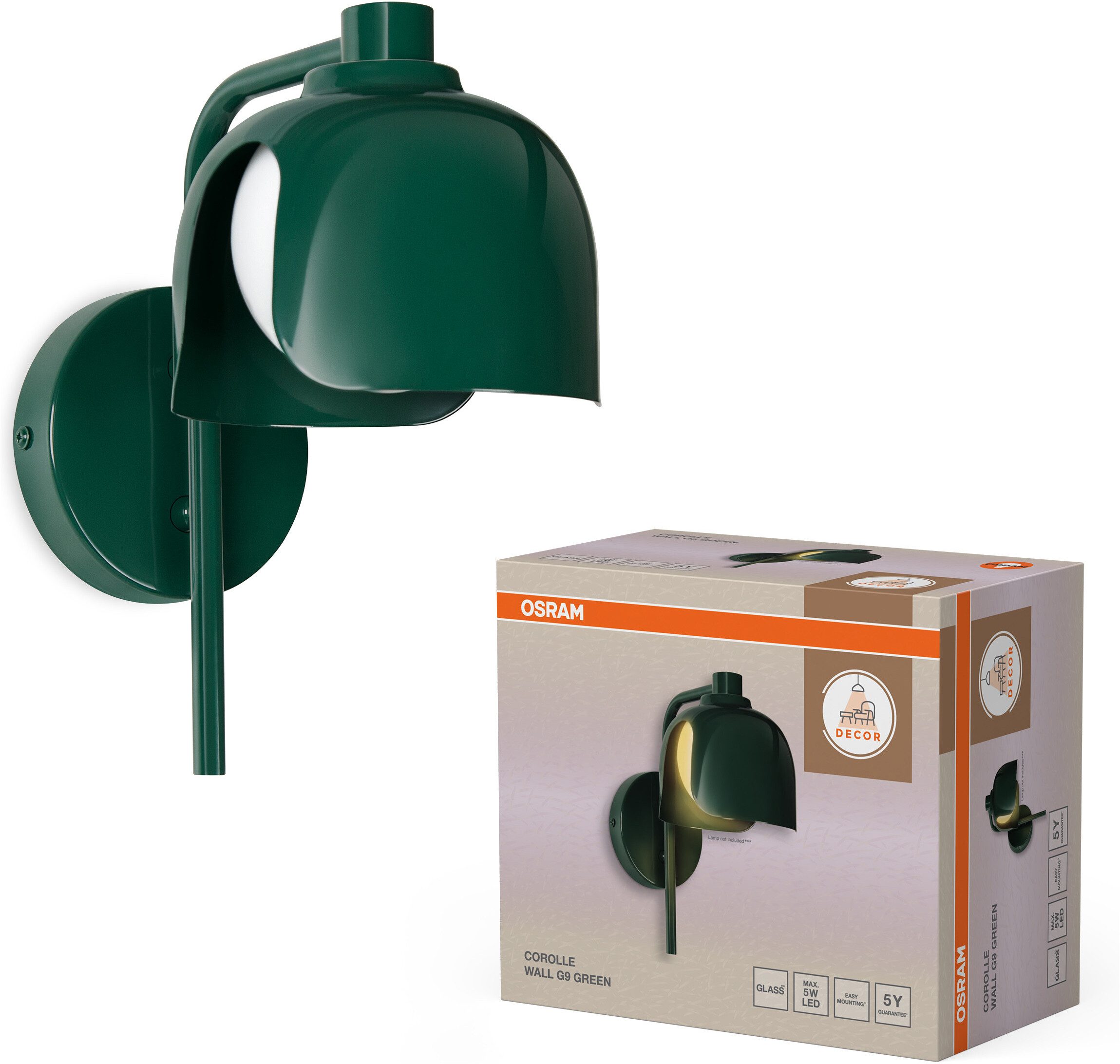 Osram Wandleuchte Decor Corolle, ohne Leuchtmittel, Fassung G9, Stahl und Glas