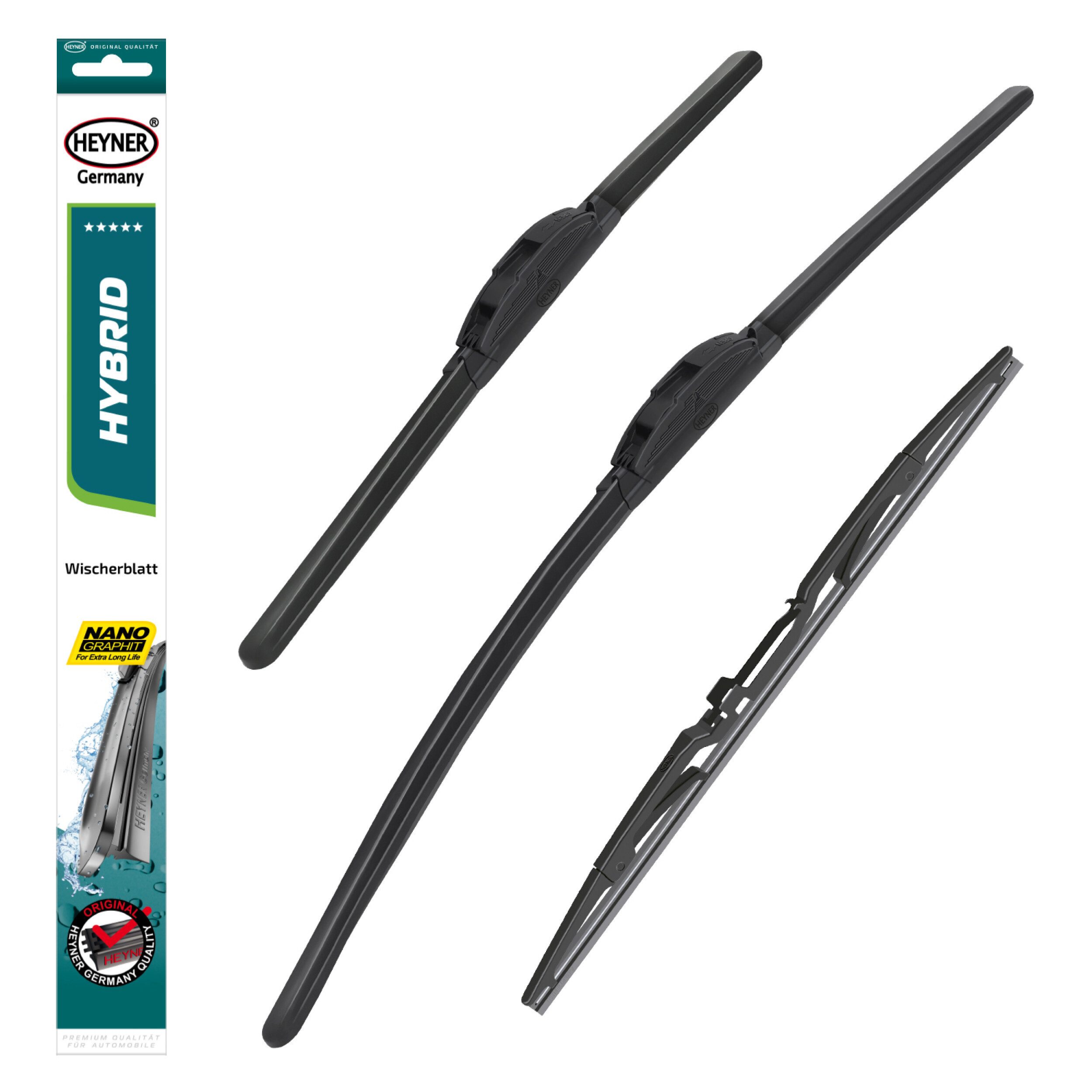 HEYNER Scheibenwischblätter passend für DODGE CARAVAN / GRAN CARAVAN, 02.2000 - 12.2007, (Set, 3-St., Scheibenwischer Set mit Heckwischer)