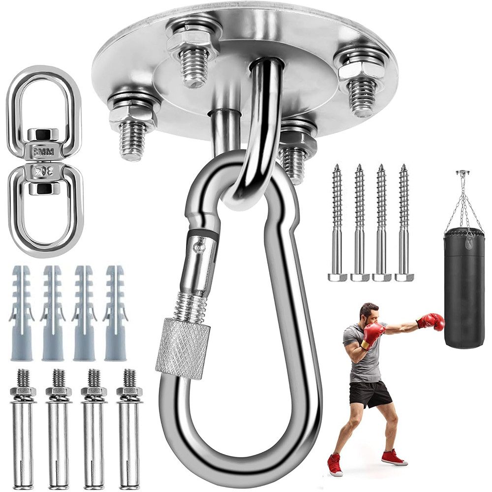 TUWENA Deckenhaken Edelstahl Deckenhaken bis 500kg, Schwerlast Deckenhaken Aufhängung, Für Hängematte, Yogatuch, Sonnensegel, Nestschaukel, Sitzschaukel