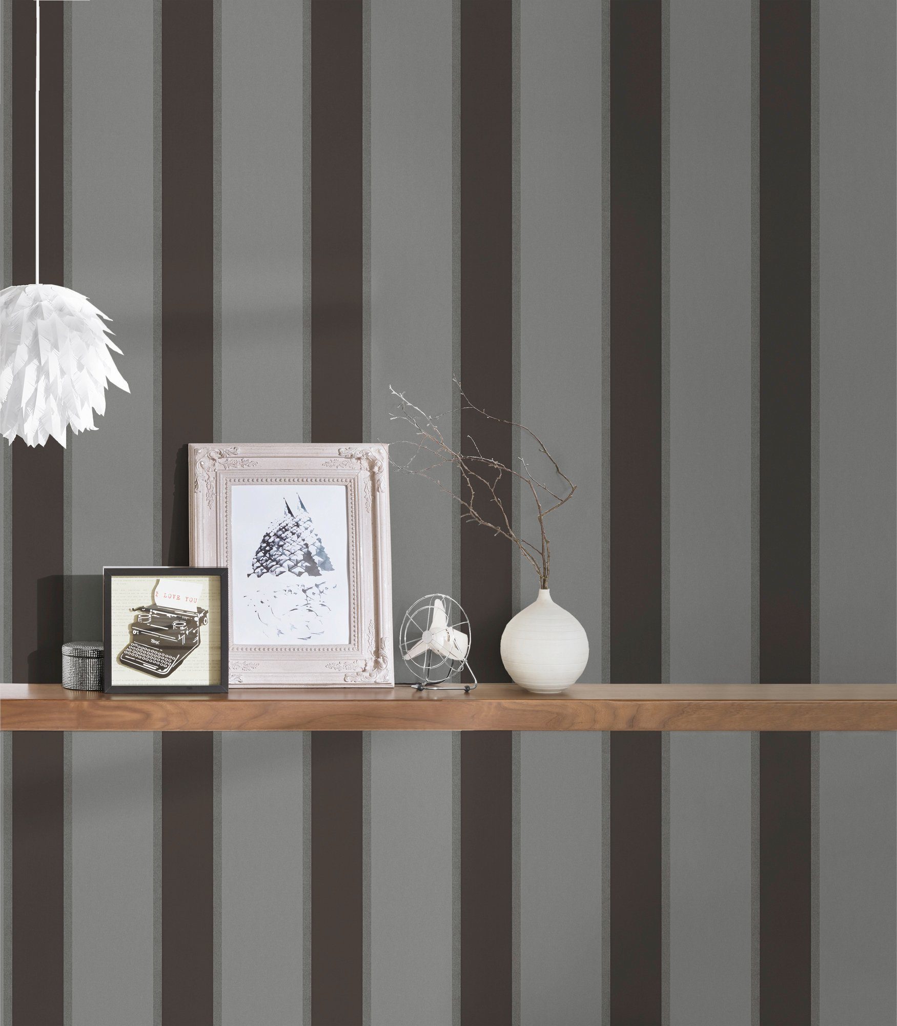 A.S. Création Streifen Alpha, Vliestapete grau/silberfarben/schwarz Architects glatt, Paper Tapete matt, glänzend, gestreift