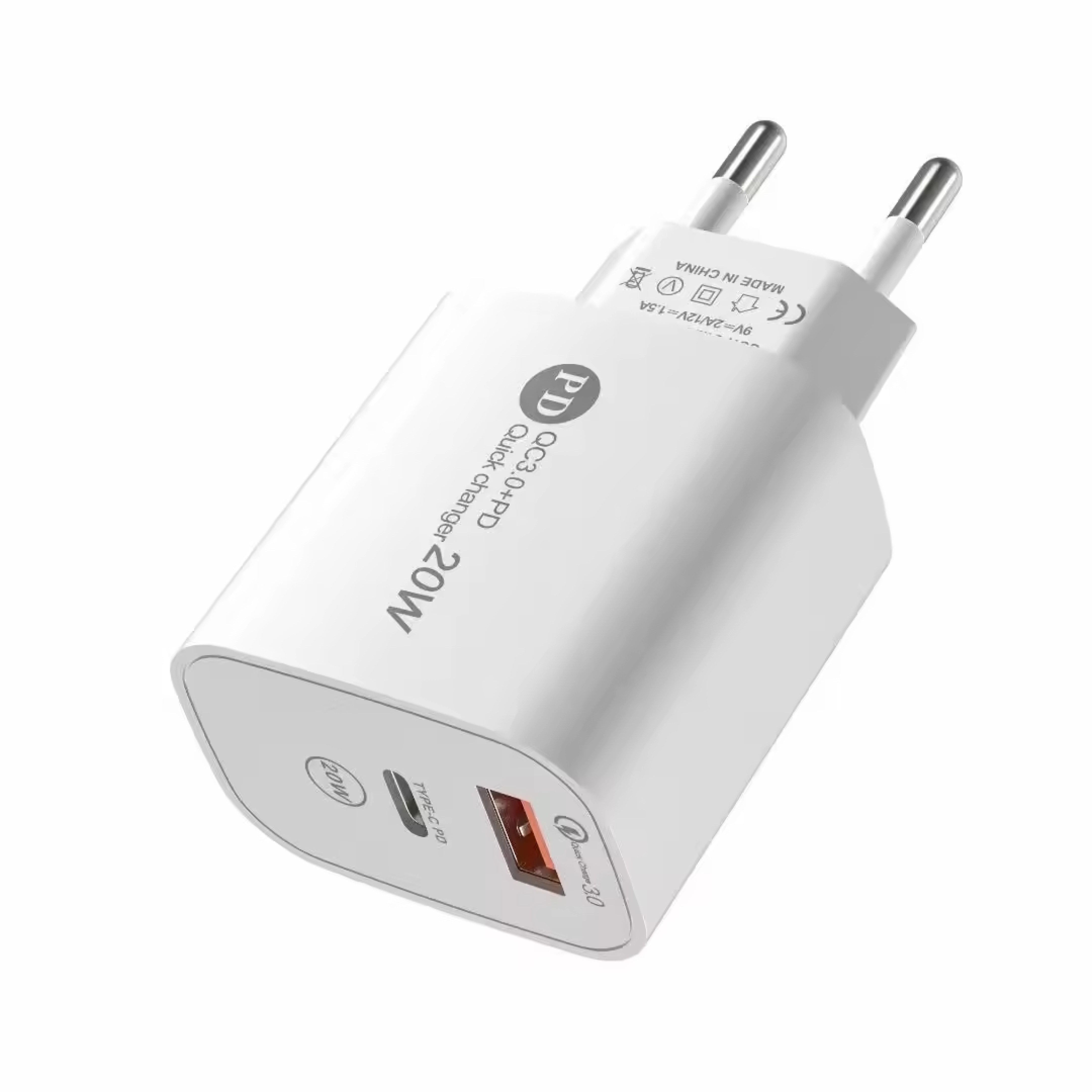 Futurea 20W Ladestecker Fast-Charging Schnellladegerät Smartphone-Ladegerät (1-tlg., Dual-Anschluss mit USB-A und USB-C)