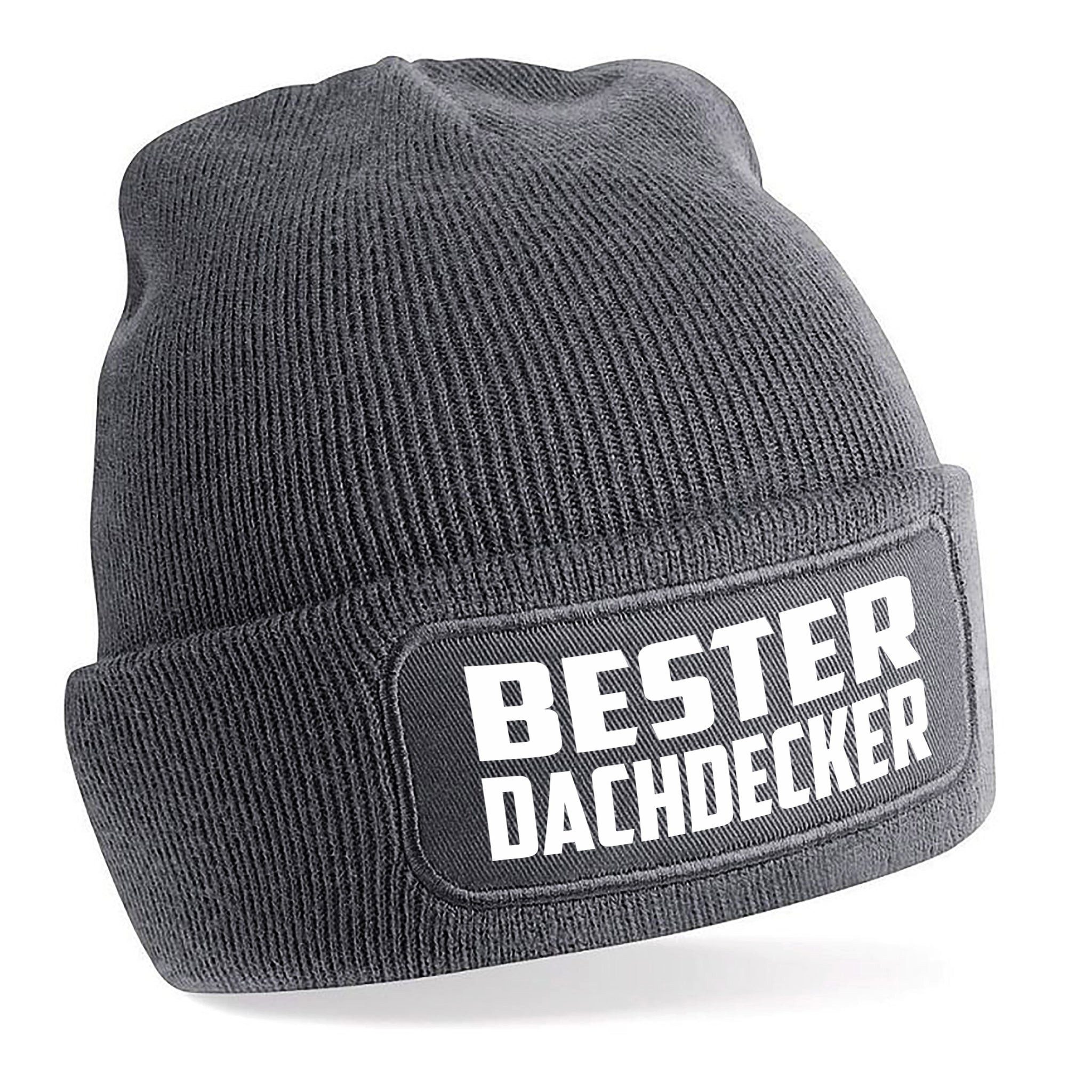 Herzbotschaft Beanie Strickmütze mit Spruch BESTER DACHDECKER (Mütze mit Aufdruck, Skimütze) Unisex SoftTouch angenehm weiche und warme Wintermütze Einheitsgröße