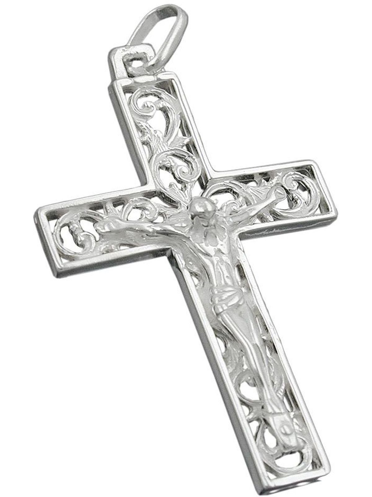 mit glänzend Jesus Gallay Kreuz Silber, Kreuzanhänger 33x20mm 925 (1-tlg)