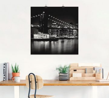 Artland Wandbild NYC Brooklyn Bridge bei Nacht, Amerika (1 St), als Leinwandbild, Poster in verschied. Größen