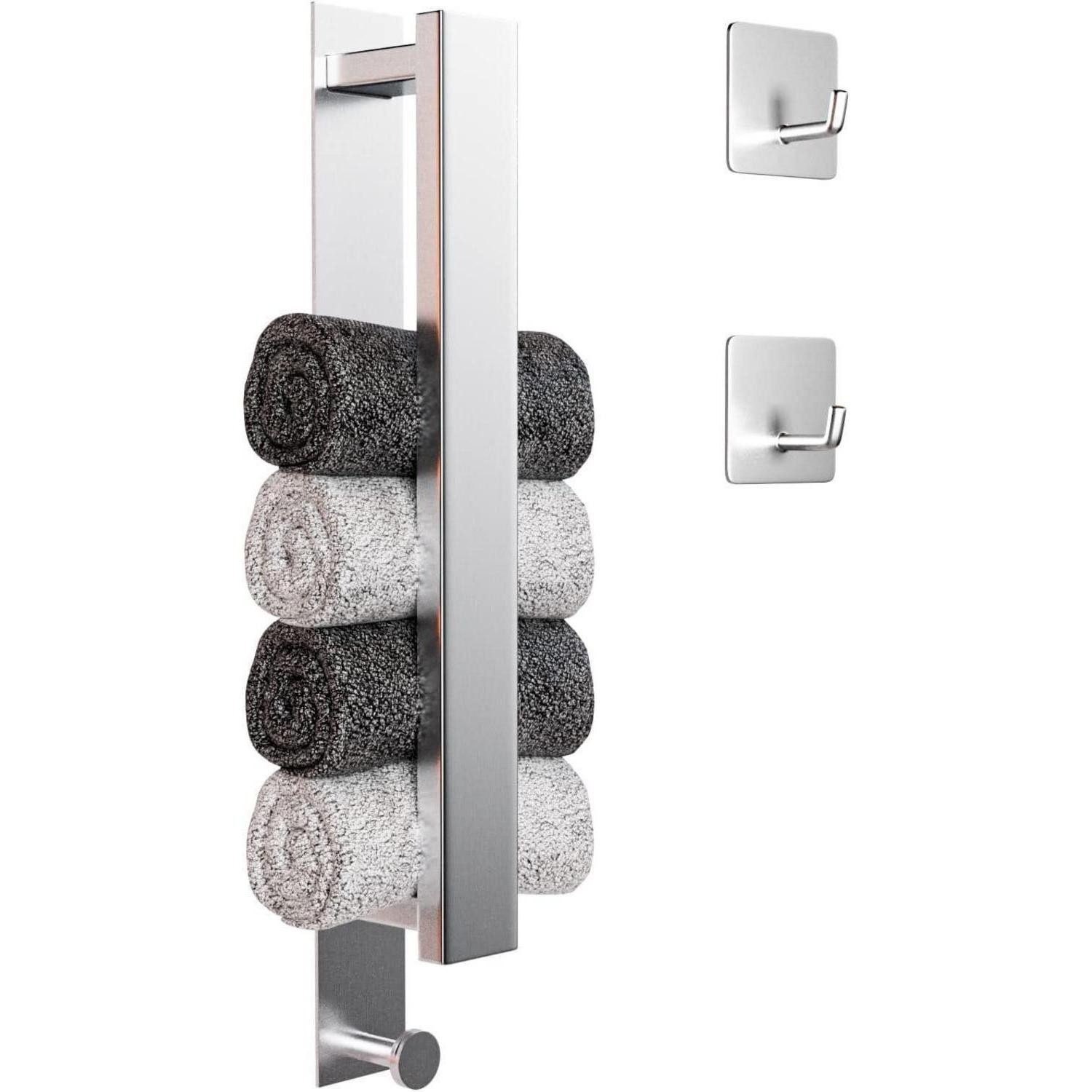 LuxusKollektion Doppelhandtuchhalter Handtuchhalter Ohne Bohren Selbstklebend Haken Bad Küche Silber