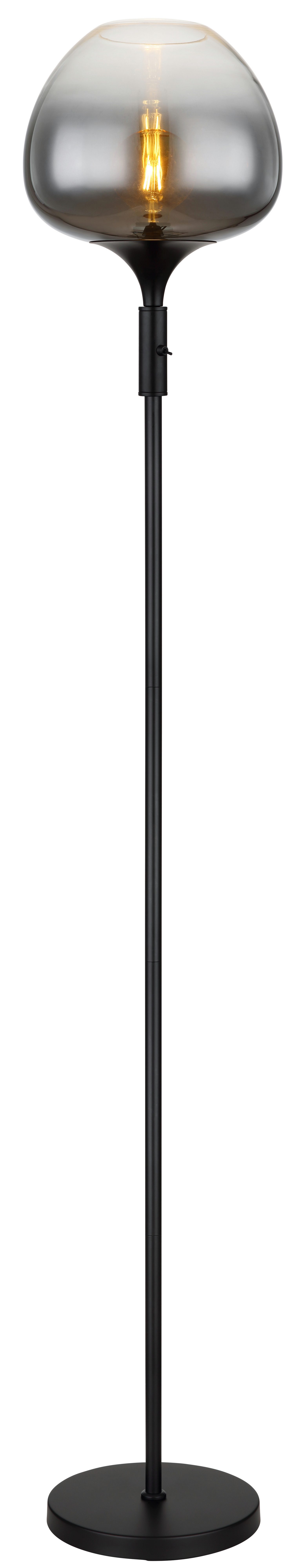 GLOBO LIGHTING Stehlampe MAXY, ohne Leuchtmittel, Stehleuchte schwarz matt, Rauchglas, Textilkabel, E27