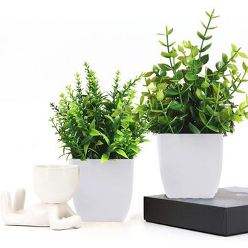 Kunstgras Künstliche Pflanzen Mini Künstliches Topfpflanzen Gefälschte 4 Stück, HIBNOPN
