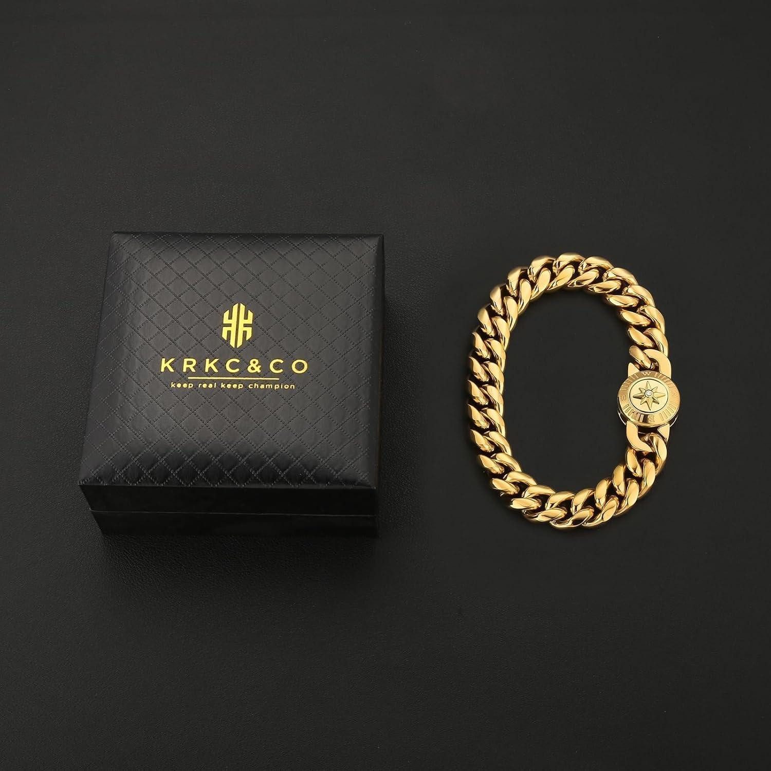 LuxusKollektion Panzerarmband Herren Armband Löwe/Totenkopf Verschluss 18K Gold