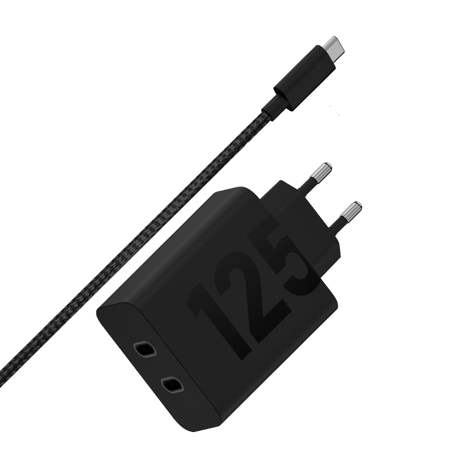 Motorola TurboPower USB-C Duo-Charger125W USB Adapter Netzteil Universal-Ladegerät (2x USB-C auf USB-C, 2 Meter, GaN & TurboPower-Sense)