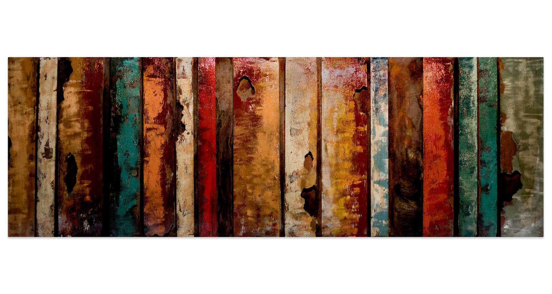 Wood handgefertiges Wandrelief cm, 3D 150x50 KUNSTLOFT Flashy Metallbild