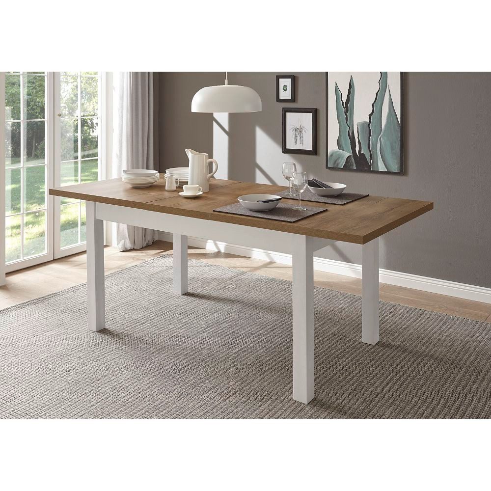 Lomadox Esstisch PISA-61, Pinie weiß und Eiche hell 160-200/82/90 cm günstig online kaufen