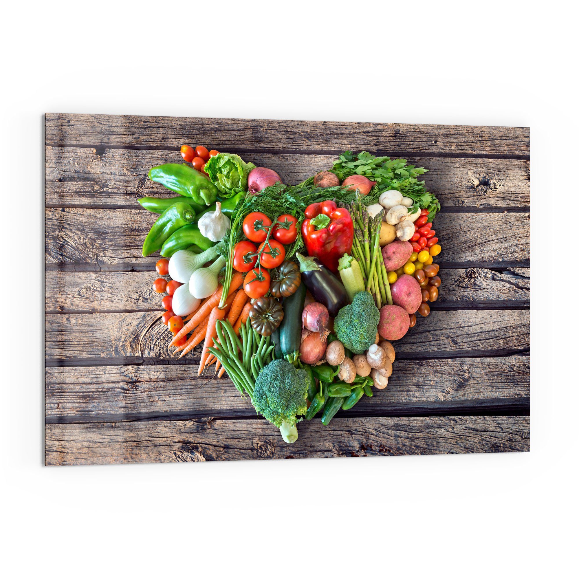 Herdblende Herz', DEQORI Glas Spritzschutz 'Vegetarisches Küchenrückwand Badrückwand