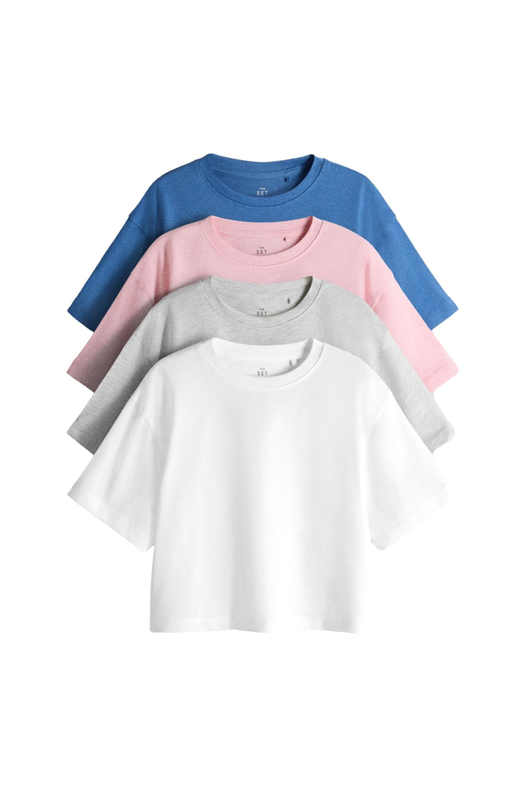 T-Shirt The Set verkürzte T-Shirts aus Baummix, 4er-Pack