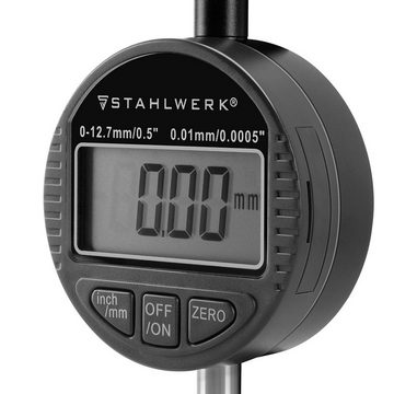 STAHLWERK Messschieber Digitale Messuhr mit 0-12,7 mm (0,5) Messbereich, max. 12,7 mm, 3-St.