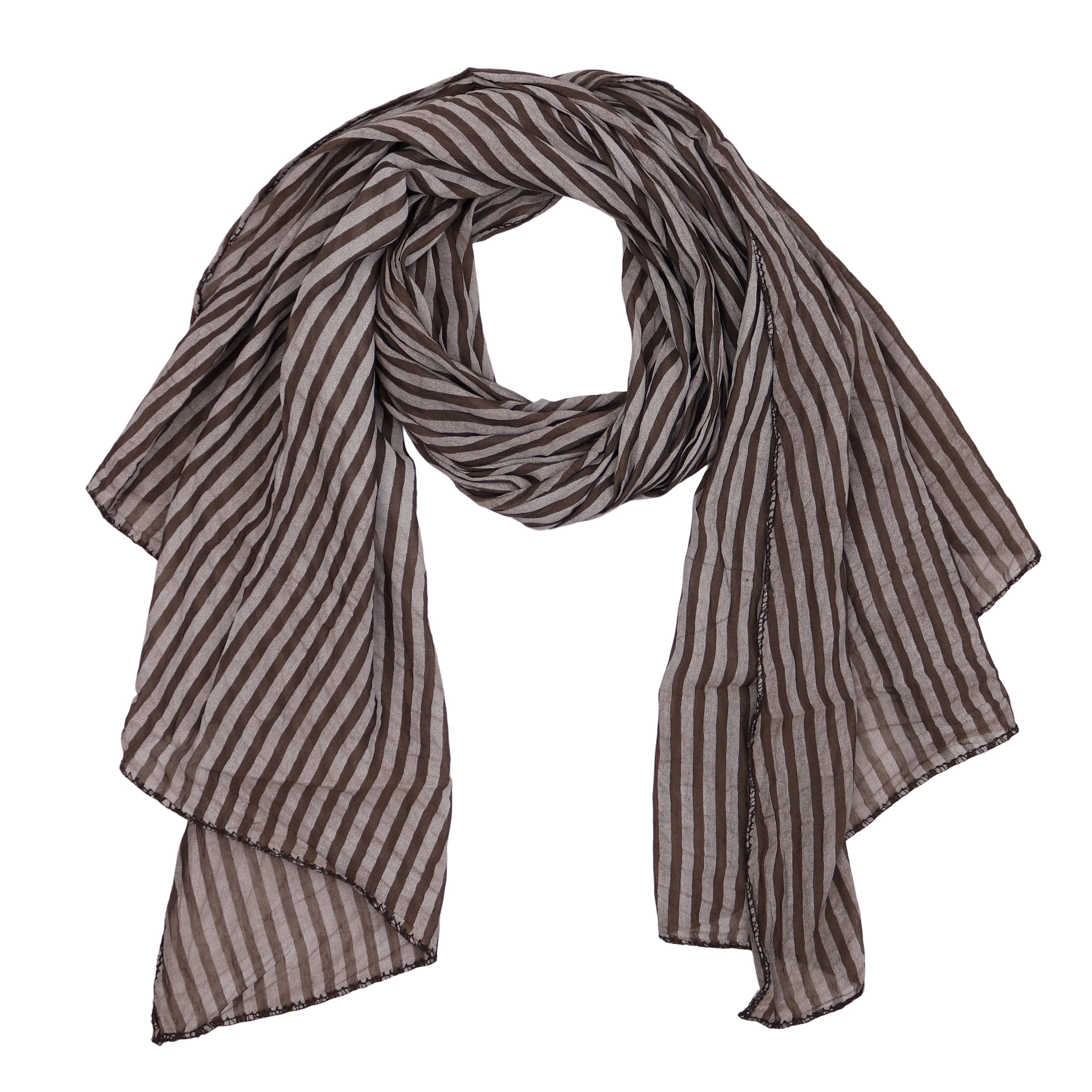 MIRROSI Modeschal Asymmetrischer Schal, Made in Italy 20% Seide 80% Baumwolle, (ca.177x77cm, Leicht und bequem, Streifen Print, Neue Kollektion Herbst/Winter 2026), Damen Halstuch ideal für Frühling, Sommer und Herbst