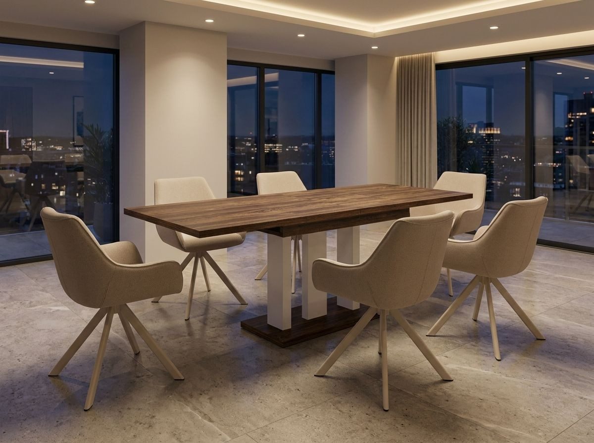 Endo-Moebel Essgruppe "Appia White" ausziehbar 130-210 cm mit 6-8 Drehstühlen, (Set, 6-tlg., 1 Tisch, 6 Stühle), 360°-Drehstühle, Federkern, viel Auswahl